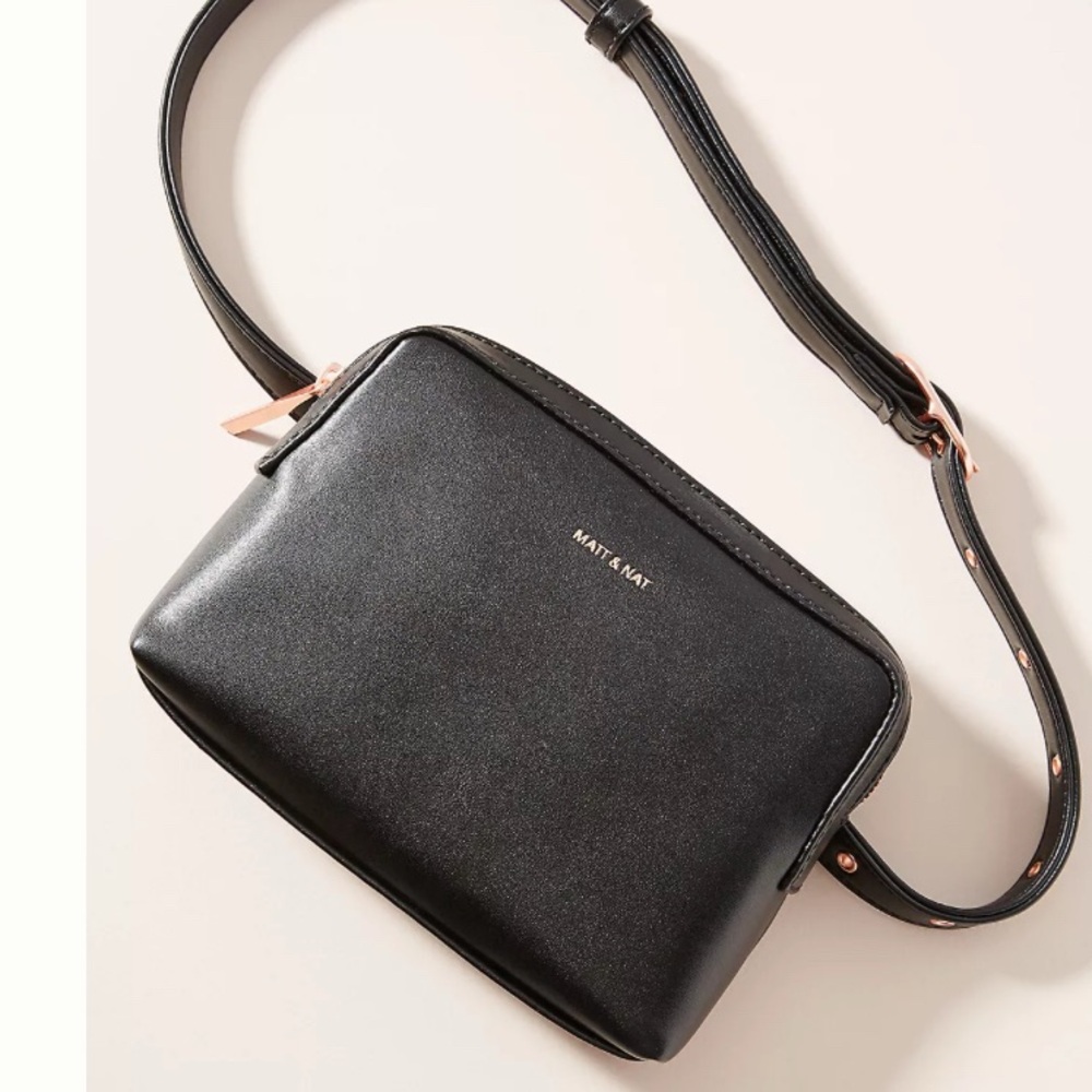 Matt & Nat Vegan Paris Convertible Crossbody Belt Bag with Rose Gold